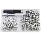 100 Sets Metal Eyelet Grommets with 3pcs Hole Punch Installation Tools for