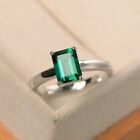 925 Sterling Silver Natural Certified 7 Ct Emerald Solitaire Ring For Her