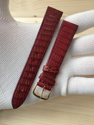 CORREA-STRAP RELOJ LAGARTO LEGITIMO BURGUNDY 18MM "NUEVA STOCK ANTIGUO 70´S"