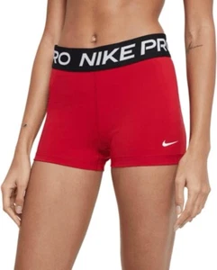 Size LARGE Nike Pro Women's 3 Inch Dri-FIT Training Shorts Red Black CZ9857-687 - Picture 1 of 3