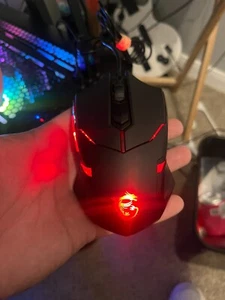 MSi Interceptor DS B1 Gaming Mouse 5Buttons Scroll Wheel Black Red Lights Tested - Picture 1 of 2