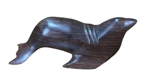 Vtg 1970’s Ironwood Sea Lion Seal Figurine Sculpture 9” Heavy Hand Carved - Picture 1 of 6