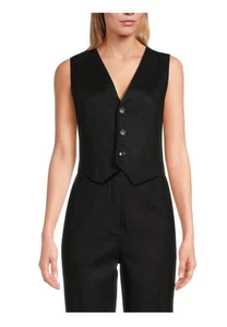 Autentica A.L.C. nuova con etichetta ALC donna MAXWELL GILET LINO nero taglia 4 - Foto 1 di 8