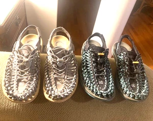 KEEN UNEEK DAMENSCHUHE - 2 PAAR - GRÖSSE 8,5 - EINE GRAU, ANDERE SCHWARZ, BLAU - VERSTELLBAR! - Bild 1 von 4