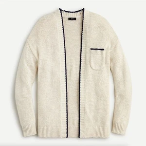 J. CREW Strickjacke Strandpullover Kontrastbesatz elfenbein schwarz {3B7} - Bild 1 von 6