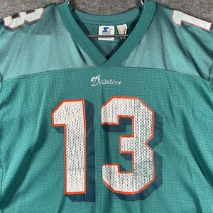 Vintage Miami Dolphins Jersey Mens Large Green NFL Dan Marino 13 Starter 90s - Picture 1 of 18