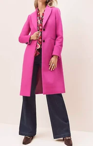 NUEVO ABRIGO CHESTERFIELD A MEDIDA MEZCLA LANA BAYAS ROSA RICO ANN TAYLOR TALLA GRANDE L - Imagen 1 de 8