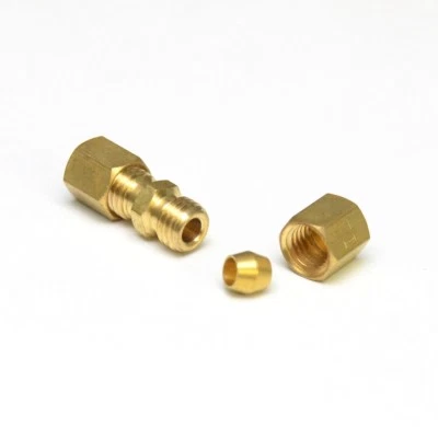 1/8 OD Compression Copper Tube Union Straight Joiner Brass Fitting Air Gas Water - Image 1 of 4