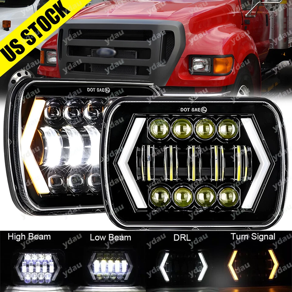 Par de faros LED aprobados por el DOT 5x7 7x6 con DRL para Ford F650 F750 L9000 F-250 Foto 1 de 4