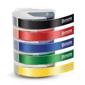 5x 3D 9mm Prägeband Schriftband für Dymo Junior Omega Beschriftungsgerät 0.35" - Bild 1 von 9