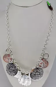 UNOAERRE COLLANA DONNA RAGAZZA OTTONE COL ARGENTO MEDAGLIE 1AR ETNICA TRIBALE - Foto 1 di 1