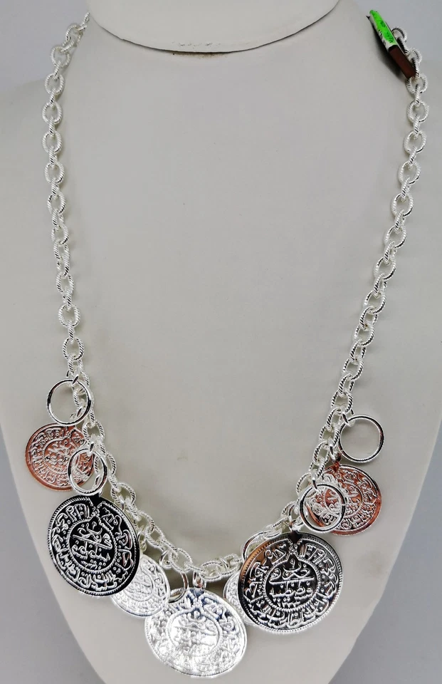 UNOAERRE COLLANA DONNA RAGAZZA OTTONE COL ARGENTO MEDAGLIE 1AR ETNICA TRIBALE - Immagine 1 di 1