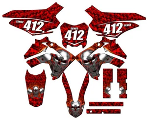2013-2018 CRF 125 FLAMING GEARHEAD Red Senge Graphics Kit Compatible with Honda - Picture 1 of 10