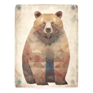 Manta de oso geométrica | Decoración animal moderna | Marrón rústico | 60" x 80" - Imagen 1 de 4