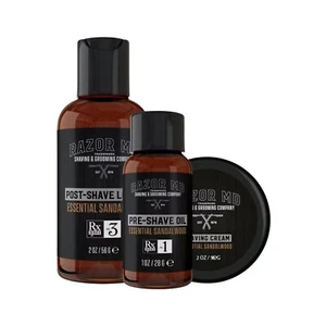 Trío de viaje de sándalo RAZOR MD Essential - preafeitado, crema de afeitado, post afeitado - Imagen 1 de 2