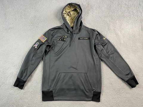 Carolina Panthers Hoodie Men Large Nike Military Gray Salute To Service Sweater Cover