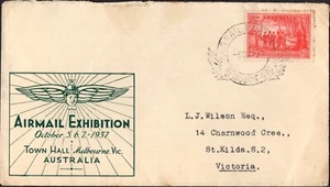Exposición de correo aéreo de Australia 1937 dirigida cubierta especial cancelada, 2d rojo, GC - Imagen 1 de 1
