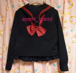 U5 ^_^Japanese SchoolGirl Uniform Winter! Red lines.  Perfect Condition. - Picture 1 of 8