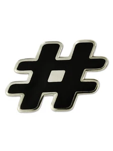PinMart's Hashtag Symbol Enamel Lapel Pin - Picture 1 of 4