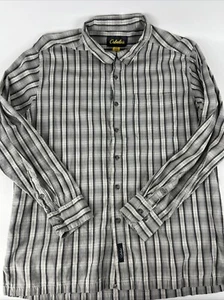 Cabelas Gray Long Sleeve Plaid Large Button Down Men's Shirt Cabela's - Picture 1 of 14