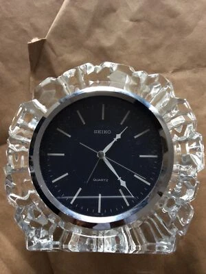 Seiko Glass Crystal Mantel Clock With Midnight Blue Dial..Great Condition. - Image 1 of 4