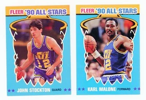 1990 Fleer All-Star 2 Card Lot - John Stockton & Karl Malone Jazz Legends - Picture 1 of 2