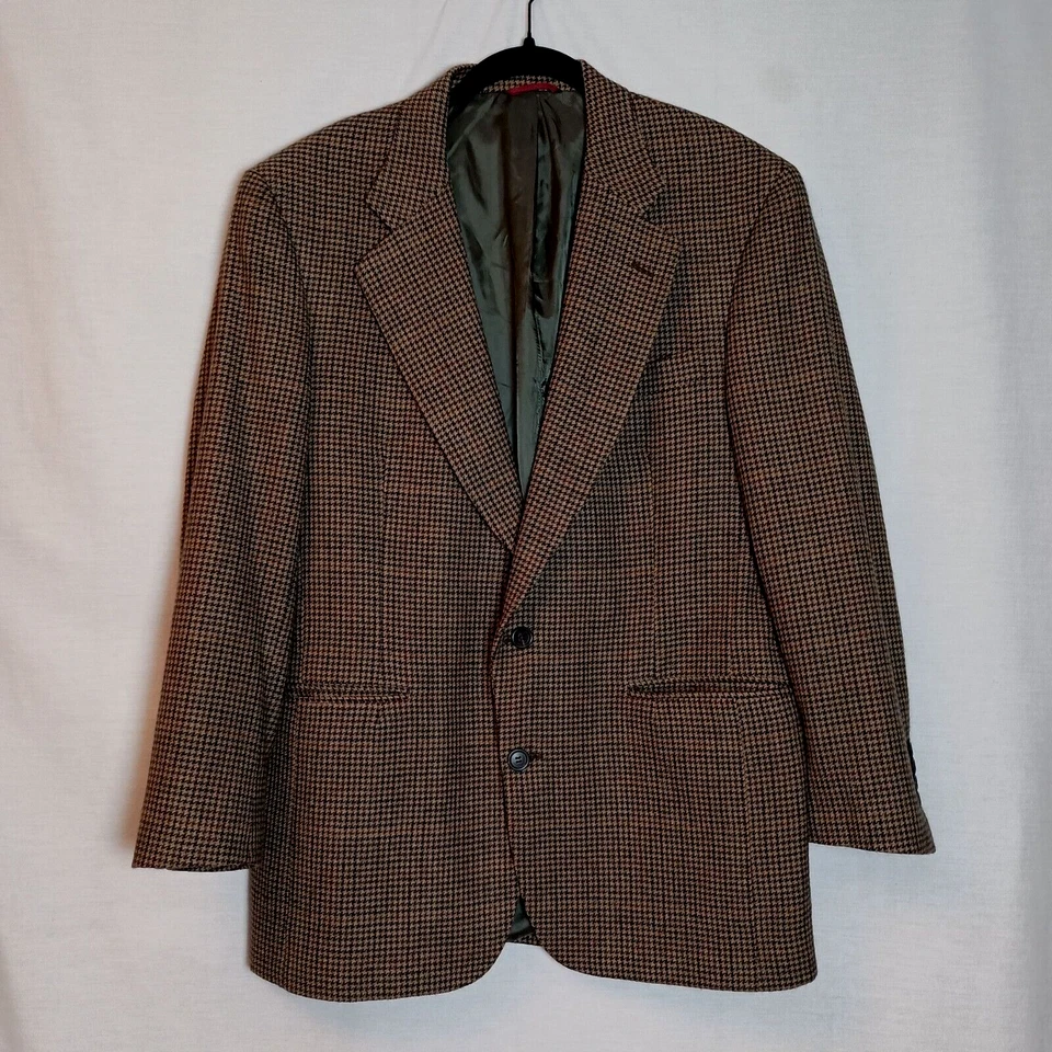Jos A Bank 100% Men's Cashmere Houndstooth Sports coat/Blazer "Kent" Size 41R - Imagem 1 de 4