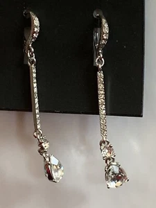 Givenchy Linear Drop Crystal Earrings Silver- NWT - Picture 1 of 2