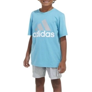 ๐๏ธ Adidas French Terry Cargo Short Set, short and shirt LT Blue, Preloved blue - Picture 1 of 9