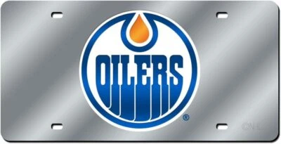 Edmonton Oilers NHL Logo Silver Mirror Look LASER License Plate - Image 1 of 4