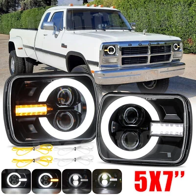 Par de faros LED 5X7" 7X6" Halo DRL para Dodge W250 D350 Ram Dodge Ramcharger Foto 1 de 4