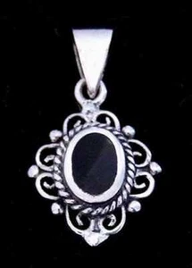 Colgante De Ónix De La Edad Media De Plata Símbolo Joyería - NUEVO - Imagen 1 de 1