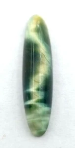 NOS Katzenauge Tigerauge grün gefärbt Cabochon großer ovaler Stein 27 mm x 6,5 mm J202 - Bild 1 von 7