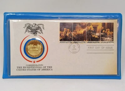 1976 USA BICENTENARIO INDIPENDENZA STATI UNITI FDC + MEDAGLIA ARGENTO  MF132497 - Immagine 1 di 4