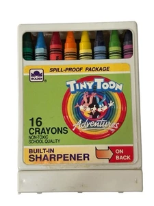 Vintage 1990 Tiny Toon Adventures Crayons Golden 16ct w/ Sharpener Warner Bros - Picture 1 of 5