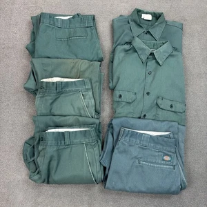 Vintage JCPenney Big Mac Work Shirts L Mens Green Pants 70s 80s Lot Of 5 Garage - Picture 1 of 24