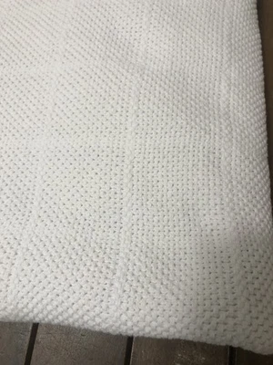 Cotton Loose Woven Full Blanket 74x100" White Summer Cottage Square Pattern EUC - Image 1 of 4