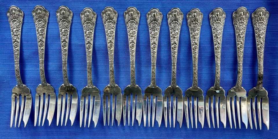 Gorham Cluny Sterling Silver Salad Fork Set Of 12 - New Style Heirloom by Gorham - Image 1 of 4