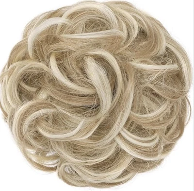 Peça de cabelo coque bagunçado marrom preto cego ondulado rabo de cavalo encaracolado extensão updo chignon - Imagem 1 de 4