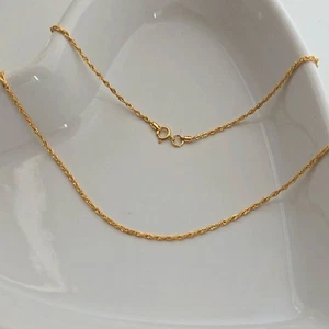 18K Gelbgold Seil Kette Halskette 20" lang 1mm leicht zierlich AU750 NEU - Bild 1 von 3