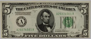 $5 1928 B Federal Reserve Note US - New High SN - CU - Picture 1 of 2