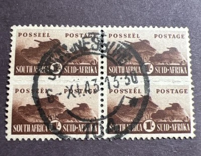 South Africa 1942 - Used Scott 97. Block Of 4. Tank Corps. Johannesburg Postmark - Image 1 of 2