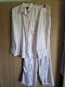 Women Small Pink Silk Silky Satin Long Sleeve Summer Pjs Pyjama Pajama Set Cool - Picture 1 of 11