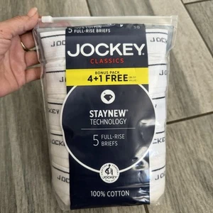 Men's Jockey 5 Pack Classic Stay New Full Rise Briefs White Size 38 - Picture 1 of 4