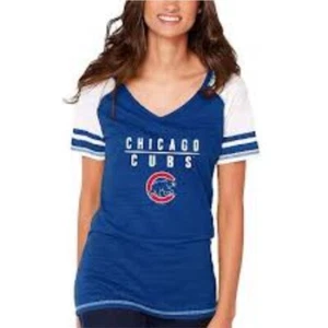 T-shirt soft as a grape Chicago Cubs scollo a V raglan MLB baseball 2 volte nuova con etichette - Foto 1 di 9
