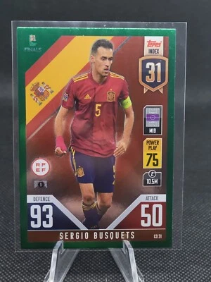 Topps Match Attax 101 UEFA Nations League 2022 SERGIO BUSQUETS GREEN Card #CD31 - Image 1 of 2
