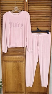 Juicy Couture Lola Pink Fleece Velvet Jogger Sleepwear Set Size Medium  - Picture 1 of 10