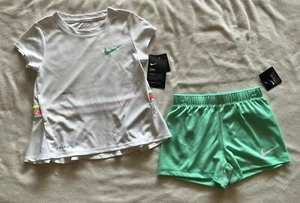 NIKE Sportswear Little Girl's DRI-FIT Shirt and Shorts Outfit, 2-piece set - Picture 1 of 7