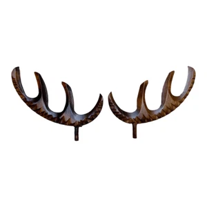 Hand-Carved Wood Deer Antlers – Pair – Made in Germany - For Cuckoo Clocks - Picture 1 of 3