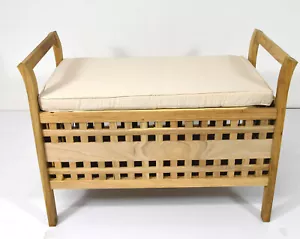 Leichte Sitzbank Massivholz Sitzkissen viel Stauraum Kinderzimmer Flur Garderobe - Bild 1 von 5